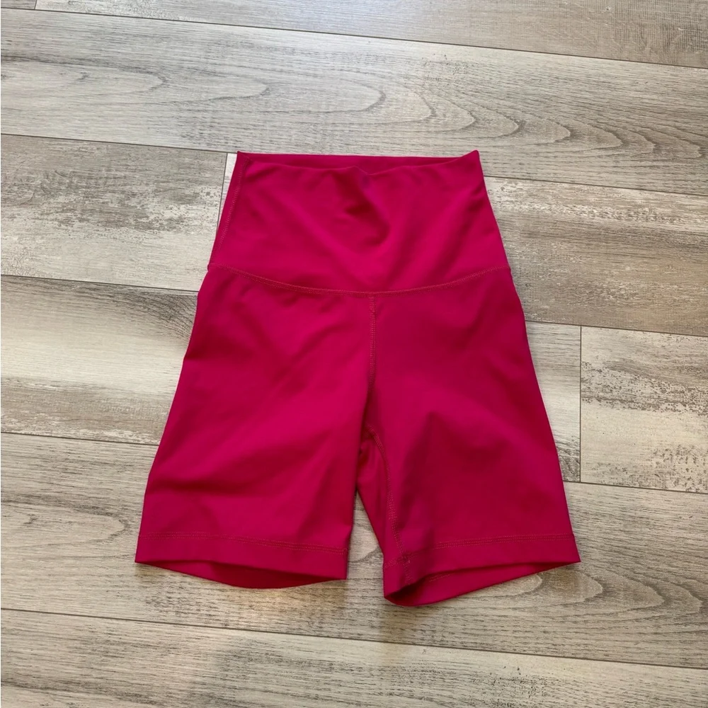 Yogalicious | Lux Hot Pink High Rise Biker Shorts- Size Small - Picture 2 of 6